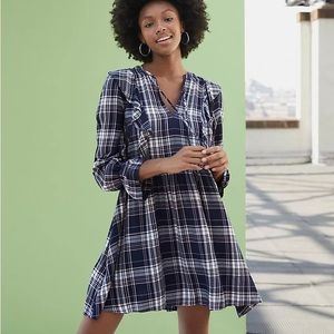 LOFT Plaid Ruffle Swing Dress size XLP